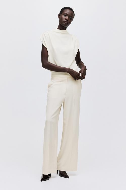 Fine-knit top - light beige