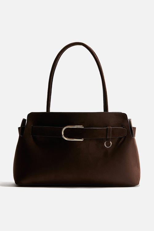 Strap-detail tote bag - dark brown