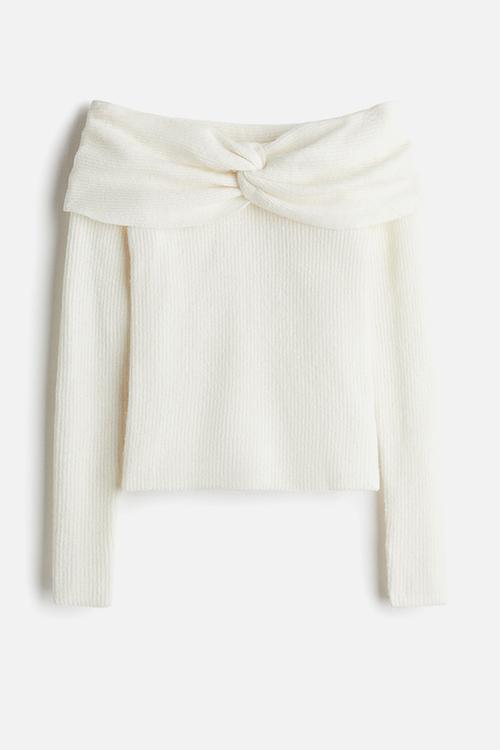 Off-the-shoulder jumper - white
