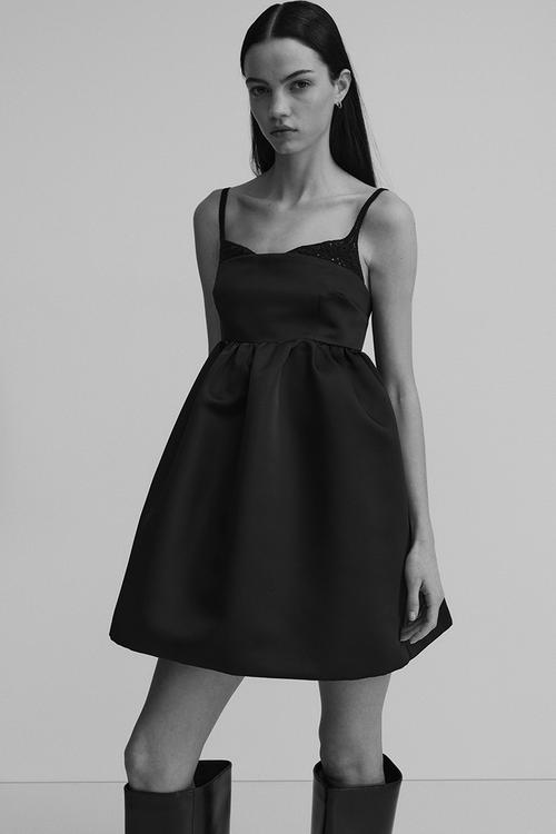 Layered-look strappy dress - black