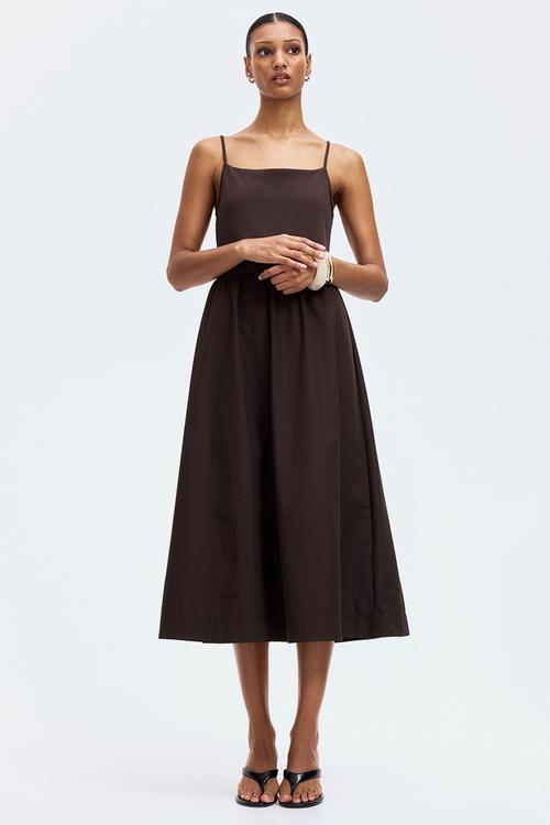 Strappy midi dress - dark brown