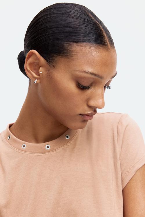 Metal-detail T-shirt - beige