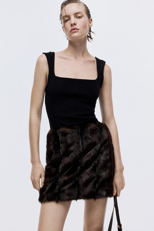 Square-neck vest top - black