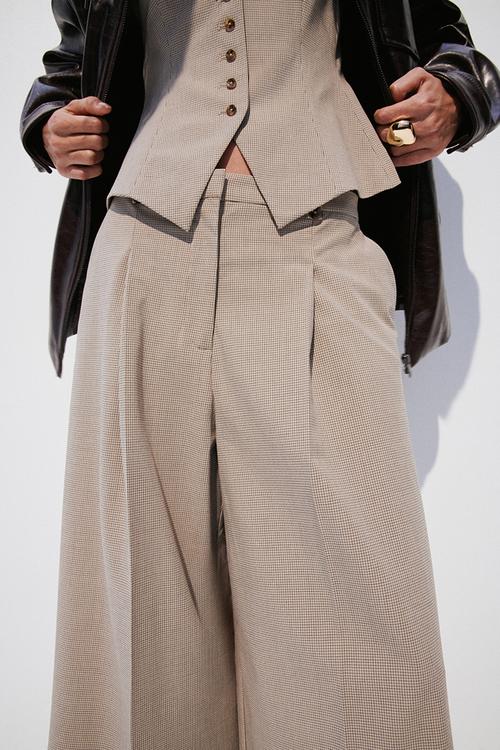 Cropped tailored trousers - beige