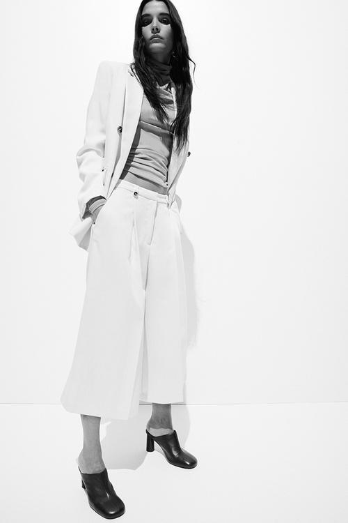 Cropped tailored trousers - light beige