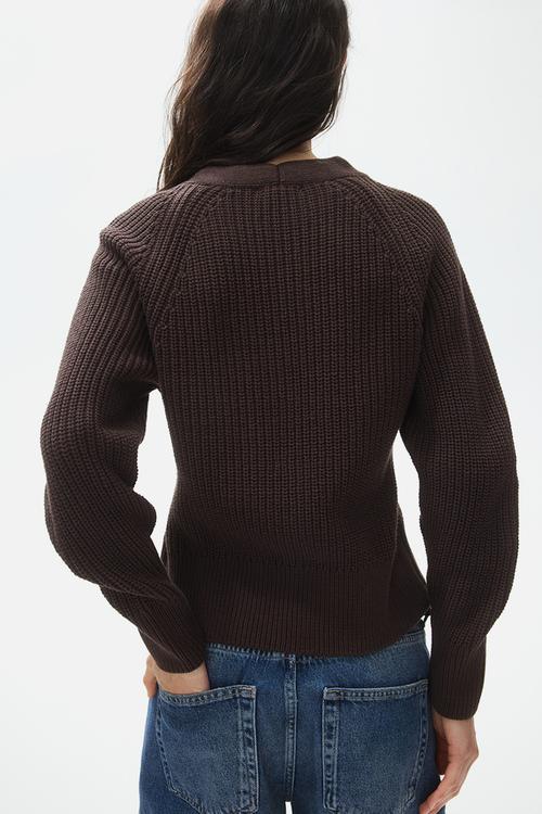 Rib-knit cardigan - dark brown