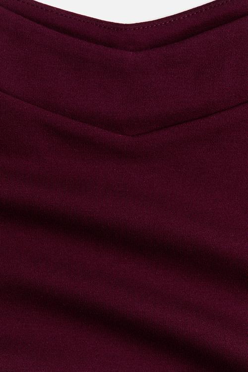 Off-the-shoulder ponte di roma body - burgundy