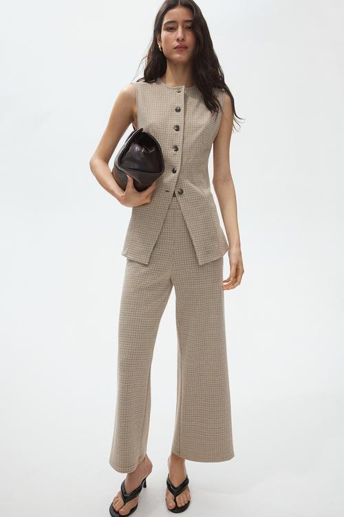 Jacquard-jersey waistcoat - beige/checked