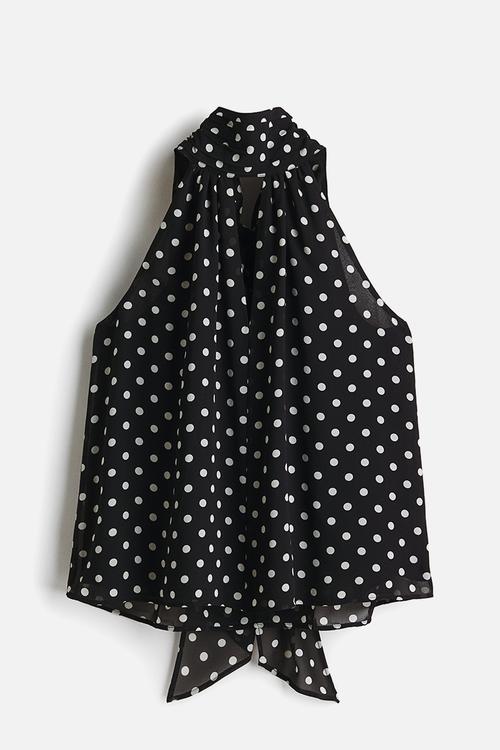 Scarf-collar top - black/spotted