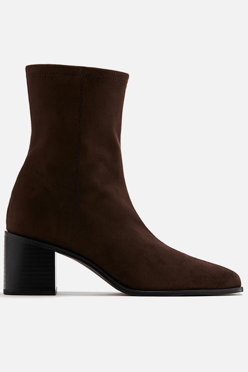Heeled ankle boots - dark brown