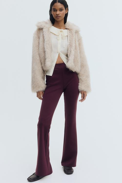 Flared trousers - plum red