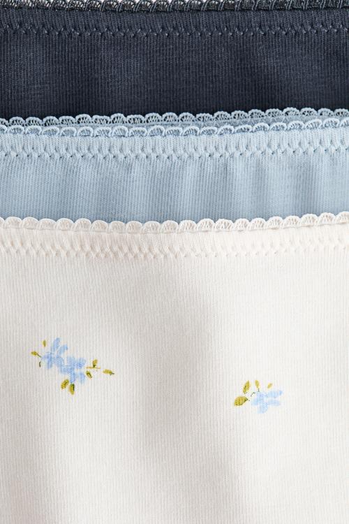 3-Pack cotton bikini briefs - white/light blue