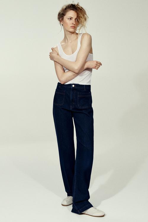 Wide high jeans - navy denim blue