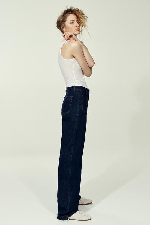 Wide high jeans - navy denim blue