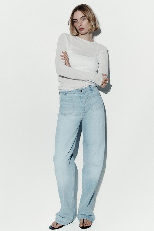 Wide high jeans - light denim blue