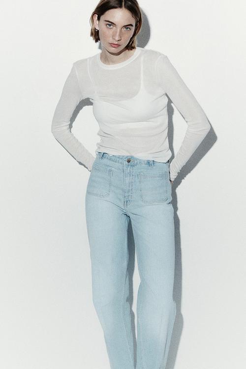 Wide high jeans - light denim blue