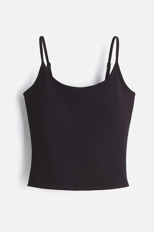 Integral-bra sports strappy top with softmove - black