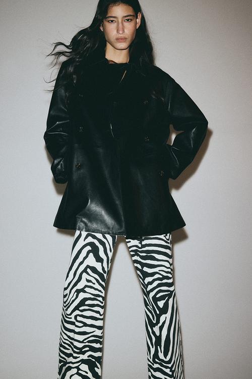 Canvas trousers - white/zebra print
