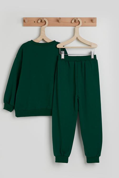 Slogan sweatshirt with joggers - dartmouth green/malibu