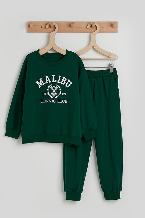 Slogan sweatshirt with joggers - dartmouth green/malibu