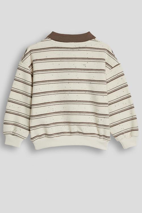Rugby jersey-style sweatshirt - cream/brown stripes