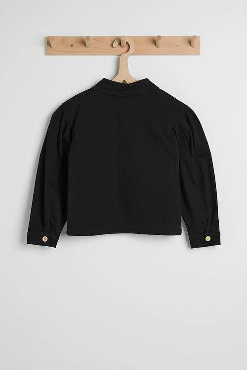 Shacket with pocket flaps - black