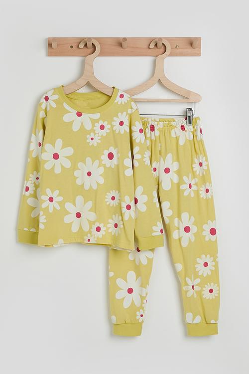 Pj set - yellow/floral aop