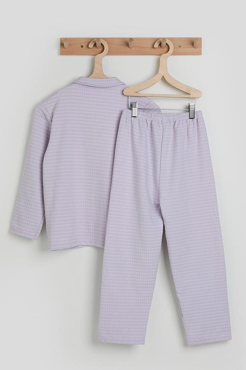 Cuffless shirt & pants pj set - lilac