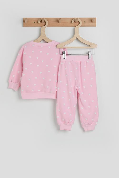 Heart aop sweatshirt with joggers - millenial pink