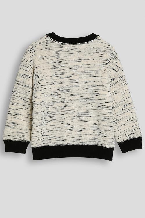 Melange slogan print sweatshirt - barley/black