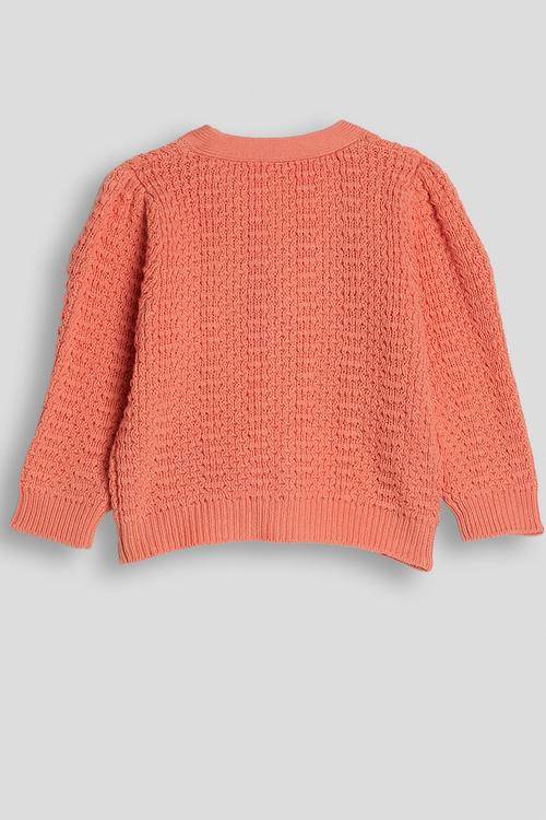 Textured knit cardigan - coral pink