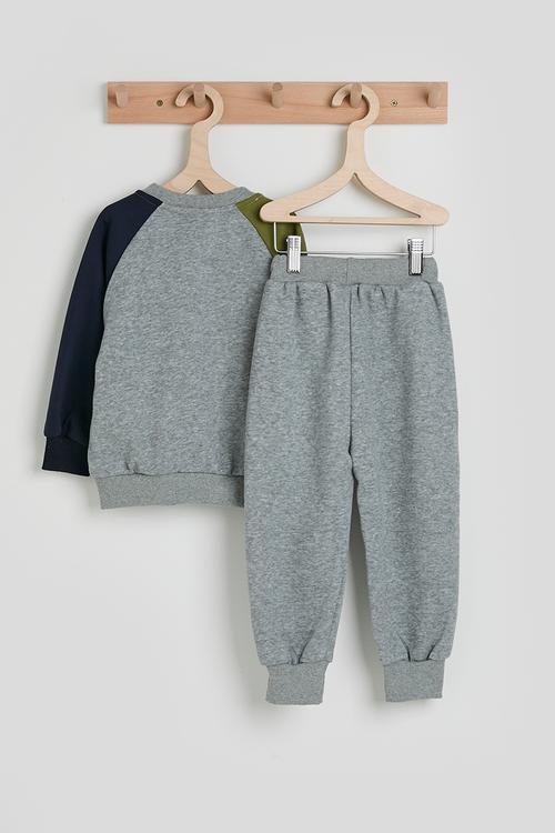 Colour block sweatshirt with joggers - grey/multi