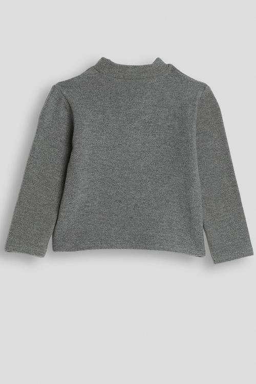 Brushed cotton mock neck top - grey