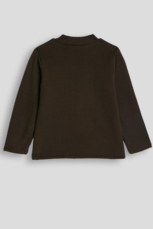 Ribbed high neck top - dark brown