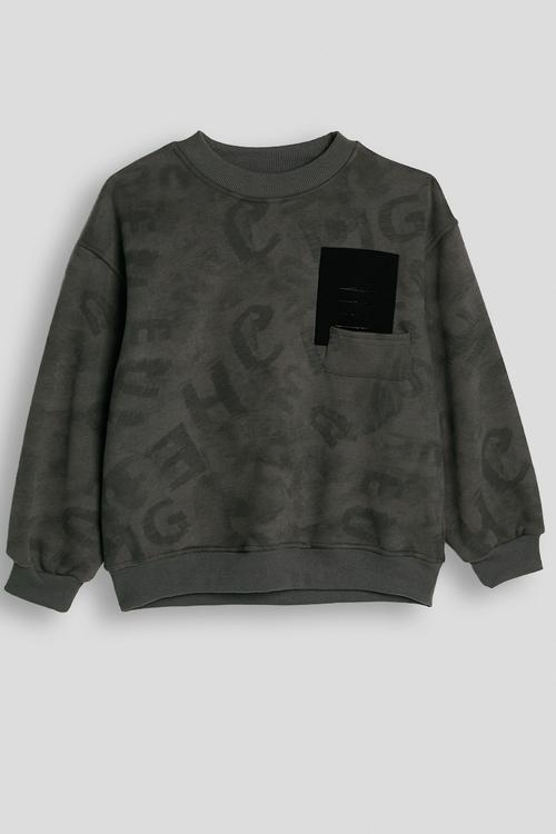 Letter aop sweatshirt - grey tonal
