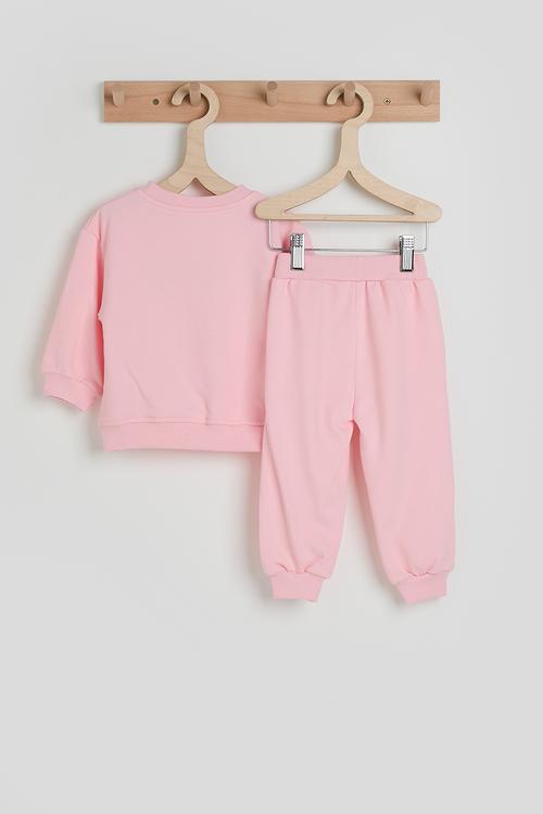 Embroidered strawberry sweatshirt & joggers - pink