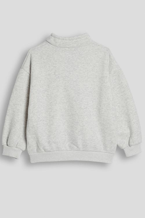 High neck zip-up sweatshirt - ice heather