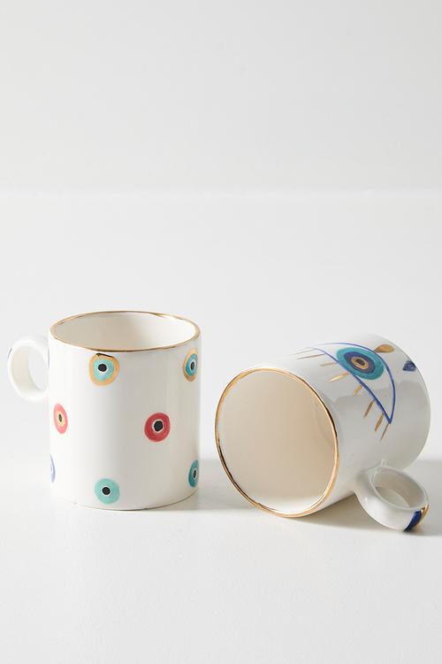 Mari Mug Evil Eye Set of 4 - white