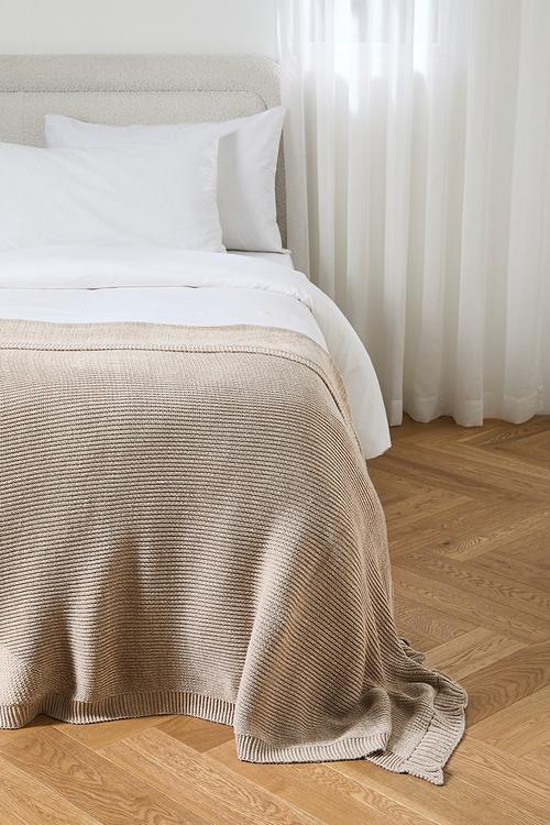Kairo Melange Knit Bed Throw Natural