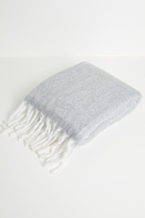 Faux Mohair Herringbone Throw Silver