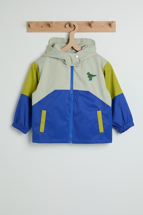 Colour block dino applique jacket - alabaster grey/multi