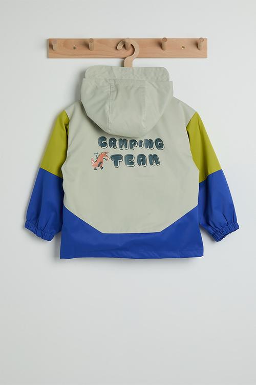 Colour block dino applique jacket - alabaster grey/multi