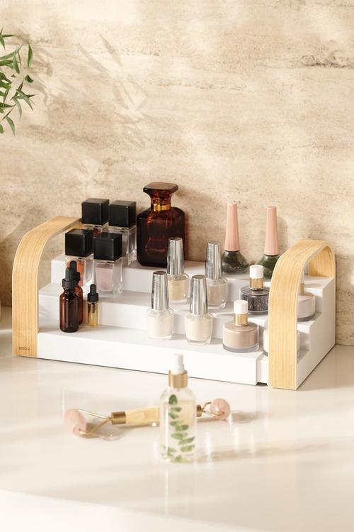 Bellwood 3-Tier Spice Shelf - White & Natural