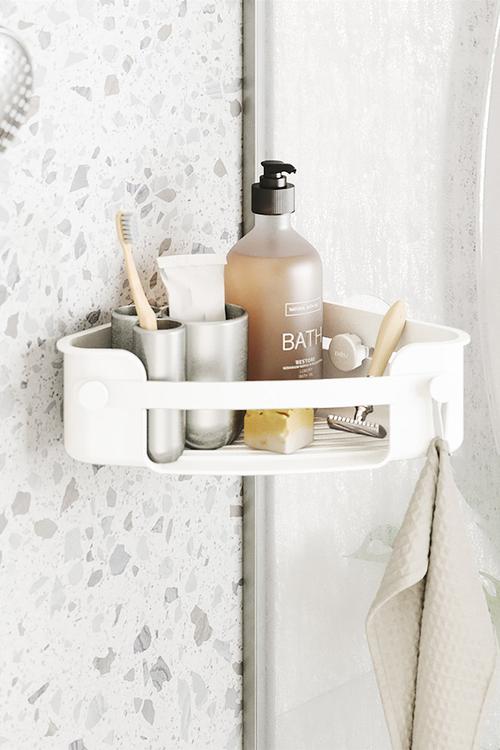 Flex Adhesive Corner Bin - White