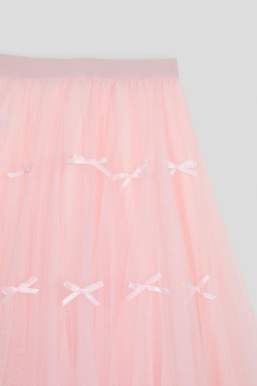 Bow covered tulle skirt - pink