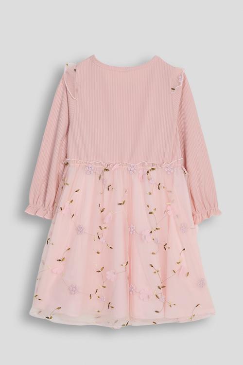 Embroidered tulle skirt dress - dusty pink