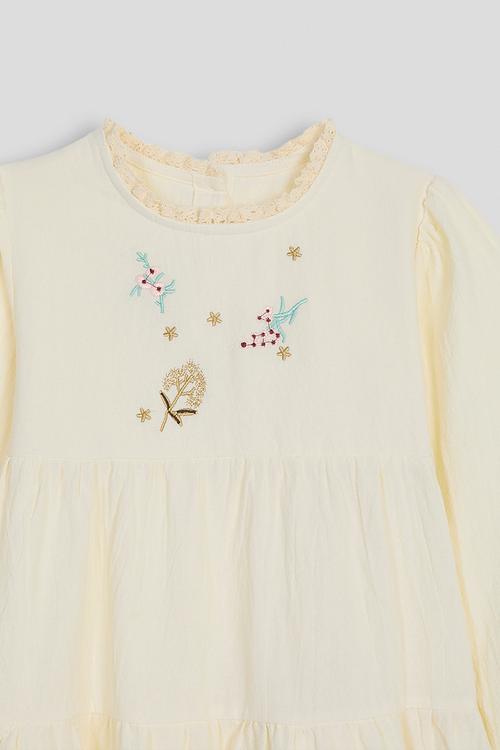 Embroidered graphic gypsy dress - cornsilk