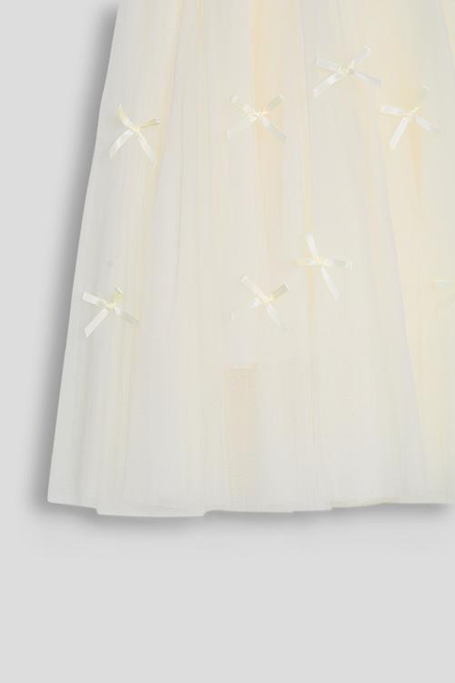 Bow covered tulle skirt - white