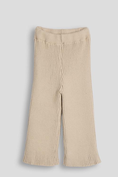 Wide leg knit pants - beige