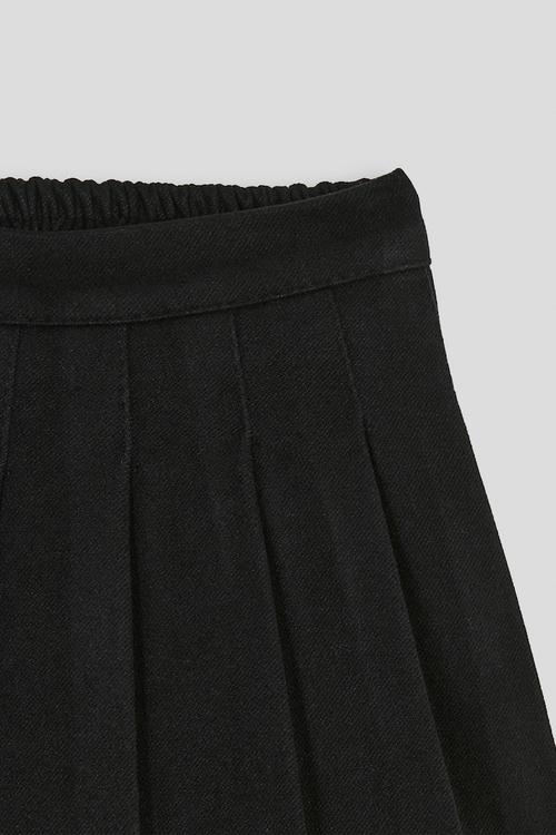 Fork pleated mini skirt - black